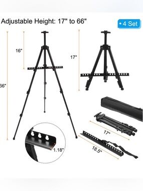 Painting Easel Stand, Adjustable Aluminum Metal Tripod Artist